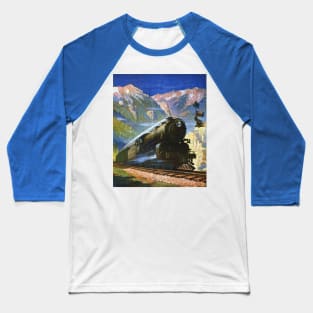 Steam Train Montana Rockies by Gustav Krollman Baseball T-Shirt